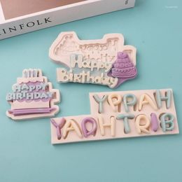 Pişirme kalıpları mutlu yıllar silikon kek kalıp sugarcraft çikolatalı cupcake kalıp fondan dekorasyon aletleri