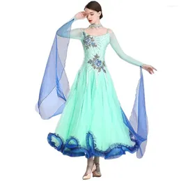 Stage Wear 2024 Custom Modern Dance Dress Female Ballroom Competition Women Big Waltz Performance