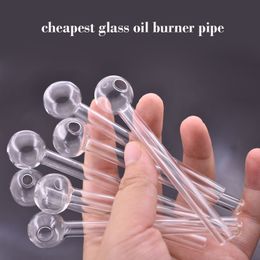 Cheapest Glass Oil Burner Pipe 4inch 10cm Length Clear Tube Tobacco Dry Herb Burning Transparent Tubes Oil Nail Tip for Bong Dab Rigs Large Stock In Usa