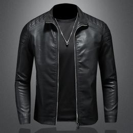 Men standing collar Jacke leather motorcycle jacket menbomber leather coatfashion trend Personalised leather winter clothing 240125