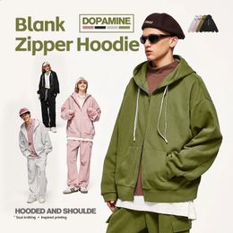 INFLATION Pink Double Zip Up Hoodies Jacket Unisex Trendy Comfortable Oversized Mens 240201