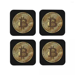 Table Mats Bitcoin - Physical Coin Coasters Coffee Leather Placemats Cup Tableware Decoration & Accessories Pads For Home Kitchen Bar