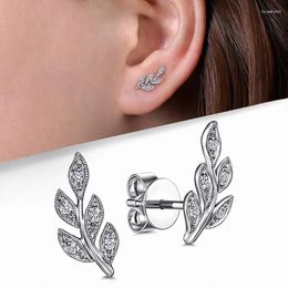 Stud Earrings Huitan Fancy Leaf Shape Silver Colour Ear Accessories For Women Daily Wear Minimalist Gift Statement Jewellery 2024