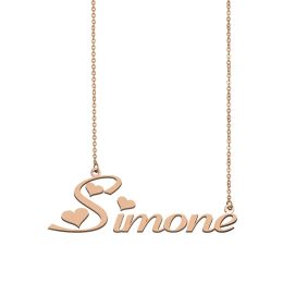 Necklaces Simone Nameplate Name Necklace Personalised Stainless Steel Gold for Women Girls Best Friends Birthday Christmas Mothers Gift