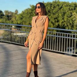 Casual Dresses 2024 Wholesale Women's Commuter Belted Suit Dress Double Breasted Trench Coat 1165193