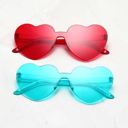 Sunglasses Transparent Jelly Colour Love Men's and Women's Peach Heart Heartshaped Conjoined