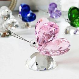 Decorative Figurines Elegant Butterfly Crystal Glass Animal Paperweight Art Craft Table Ornament Home Office Wedding Decor Xmas Kids Gift