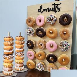 Christmas Decorations Joy-Enlife Wodden Donut Wall Holder Donuts Decoration Party Decor Supplies Baby Shower Support 2011252F Drop D Dhw1F