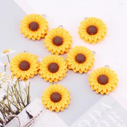 Charms 10pcs/lot Sunflowers Daisy Flatback Flower For DIY Necklace Bracelet Earrings Jewellery Making Craft Pendants Accessories