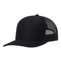 Ball Caps 5 Pannel High Crown Baseball Cap For Men Women Flat Bill Snapback Mesh Back Trucker Hat 112 HIP HOP Street