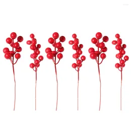 Decorative Flowers Faux Flower Stems DIY Red Berries Artificial Christmas Tree Arrangement Supplies