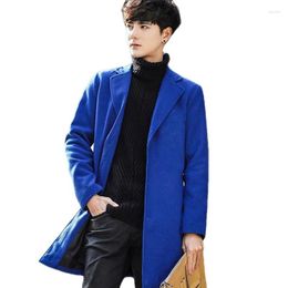 Men's Trench Coats 2024 Autumn/Winter Korean Version Slim Fit Medium Length Woolen Windbreaker Large Size Trendy Coat For Men