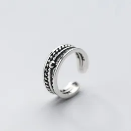 Cluster Rings MloveAcc 925 Sterling Silver Jewellery Fine Vintage Style Twist Round Bead Women Open Ring Personalised