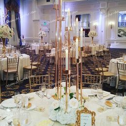 no candle)USe Led candle only Metal walkway stand For Wedding backdrop Centerpiece 8 lamps wedding props 436