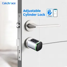 Smart Lock Catchface S1 Pro AdjustableLock APP Password RFID Card Euro Cylinder Door Digital Keyless Replace Alexa