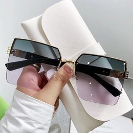 Sunglasses Gradient Big Square Frame For Women Men Brand Design Driving Travel Sun Glasses Fashion Vintage Male Ladies Eyewear