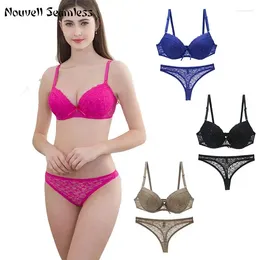 Bras Sets Nouvelle Seamless Lace Floral Underwear Push Up Bra Set For Women Comfort Adjustable Sexy Backless Wireless Lingerie