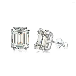 Stud Earrings Karloch S925 Pure Silver For Female Niche Versatile Simple And Cool With A Square White Zircon Needle Jewelry