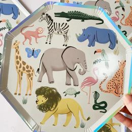 Party Decoration Jungle Animal Elephant Disposable Paper Plate Birthday Gender Reveal