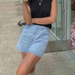 Womens Shorts Summer Vintage High Waist Denim Women Casual Wide Legs Loose Rolled Jeans Short Pants Ladies Street Bottoms Clothes