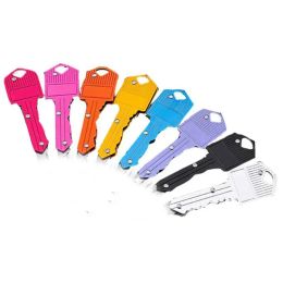 8 colors keys shape stainless steel folding keychains deocration fashion accessories self defense keychain protable outdoor tool gift LL