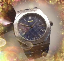 42mm big size mens watches Luxury fashion Black Blue White Dial With Calendar Bracelet Folding Clasp Master quartz Men watch relogio masculino Gifts