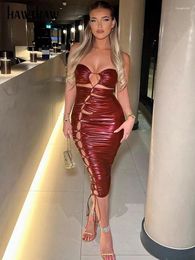 Casual Dresses Hawthaw Women Sexy Party Club Birthday Evening Bodycon Red Midi Dress 2024 Summer Clothes Wholesale Items For Business