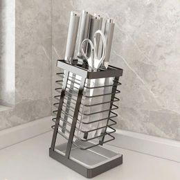 Kitchen Storage 304 Stainless Steel Knife Holder Multifunctional Shelving Household Drain Table Place Vegetable Visual Rack