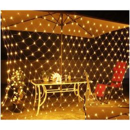 Led Strings 1.5Mx1.5M 100 Leds Web Net Fairy Christmas Home Garden Light Curtain Lights Lamps Drop Delivery Lighting Holiday Dhdjr