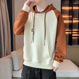 Men's Hoodies Patchwork Men Spring And Autumn Hooded Sweatshirt Fashion Clothing Streetwear Tops Colour Blocked Hip Hop