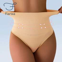 Flarixa High Waist Tummy Control Panties Women Thong Panty Slimming Underwear Butt Lifter Belly Shaping Brief Body Shaper