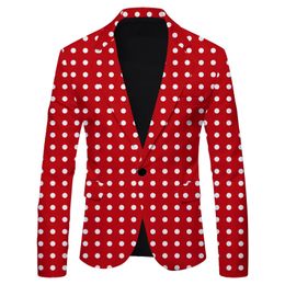 HOO Mens Polka Dot Print Leisure Suit Jacket British Fashion SlimFitting blazer 240124