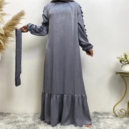 Ethnic Clothing Dresses For Women Fold Long Sleeve Solid Elegantes Spring Autumn Party Evening Dress Fashion Islam Vestidos Para Mujer