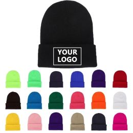 DIY autumn and winter solid Colour knitted bucket hat Personalised design custom LOGO skull beanie men and women team can wear LL