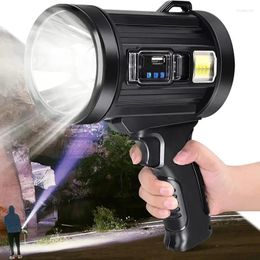 Flashlights Torches XHP70 High Power Rechargeable Led Flashlight Searchlight Powerful Torch Spotlight Portable Lighting With 9000mAh Lithium
