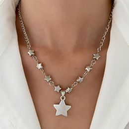 Pendant Necklaces Y2K Metal Star Necklace For Women Luxury Sweet Cool Girl Punk Heart Clavicle Chain 2024 Fashion Jewelry Party Gift