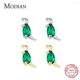 Stud Earrings Modian Pure 925 Sterling Silver Cute Crystal Tyrannosaurus For Women Girls Gold Tiny Dinosaur Jewellery
