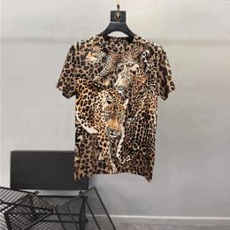 Men's T Shirts Europe Style Summer Chic High Quality Diamonds Leopard Tee Tops T-shirt B660