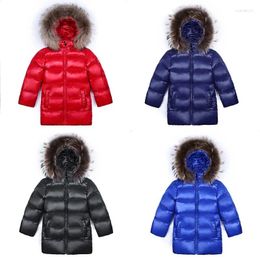 Down Coat Children Winter Jacket Girls Boys Long Clothing Thick Natural Large Fur Collar