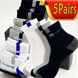Men's Socks 5Pairs Sports Bamboo Fibre Autumn Winter Men Cotton Sock Breathable Deodorant Business Ankle Plus Size 38-47