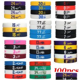 Bangle Bracelets 100Pcs/Lot Basketball Sile Sport Wristbands For Men Basketall Players Bangles Drop Delivery Jewellery Bracelets Dhwb4