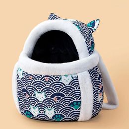 Cat Carriers Carrier Backpack Winter Warm Small Pet Carring Bags Soft Plush Hanging Chest Pets Cage For Outdoor Travel