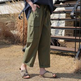 Women's Pants 2024 Ly Cotton Army Green Women Solid Elastic High Waist Korean Fashion Cargo Chic Sweatpants Pantalons