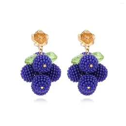 Dangle Earrings Rice Bead Grapes Originality Fashion Bohemia Hand Knitting Alloy Simple Geometry Beaded