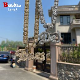 Necklaces Bubble Letter Custom Name Necklace for Men Cursive Personalised Pendant Real Gold Plated Charms Hip Hop Jewellery 2022 Trend