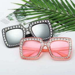 Sunglasses Multi-color Square Frame With Diamond Bundy Fashion Retro Trend Disco Glasses 2024