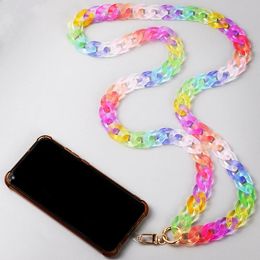 FishSheep 12 Colours Frosted Acrylic Chain Crossbody Phone Lanyard Rope for Women Portable Mobile Anti-lost Cell Phone Link Strap 240202