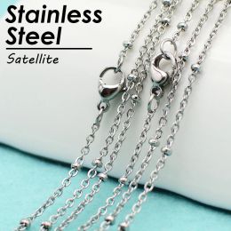 Necklaces 50 Pcs Stainless Steel Satellite Necklaces Women Gold Silver Tone Dainty Beaded Station Chain Necklace for Jewellery Making