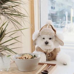 Dog Apparel Pet Hat Set Winter Neck Ear Warmer