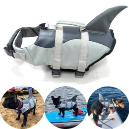 Dog Apparel Pet Safety Swimsuit Life Jacket Ripstop Lifesaver Shark Vests With Rescue Handle For Swimming Pool Beach Boating